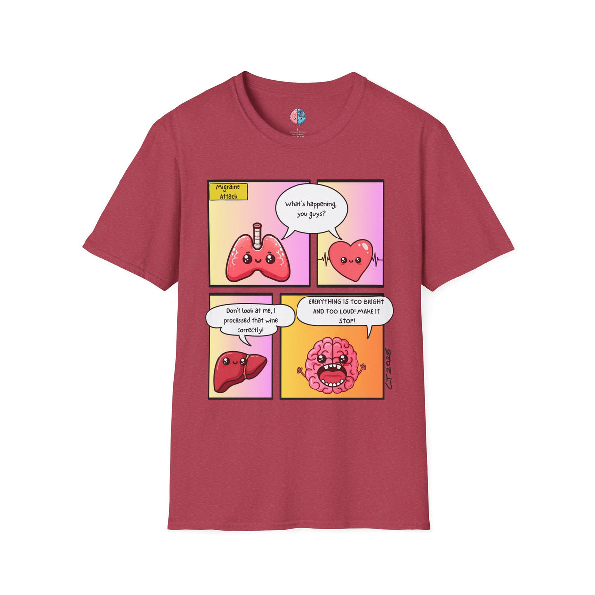 Organs React: When Migraine Strikes, Unisex Softstyle T-Shirt