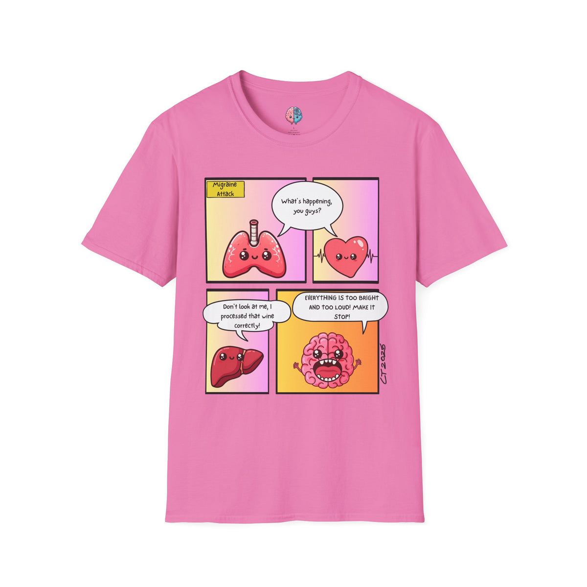 Organs React: When Migraine Strikes, Unisex Softstyle T-Shirt