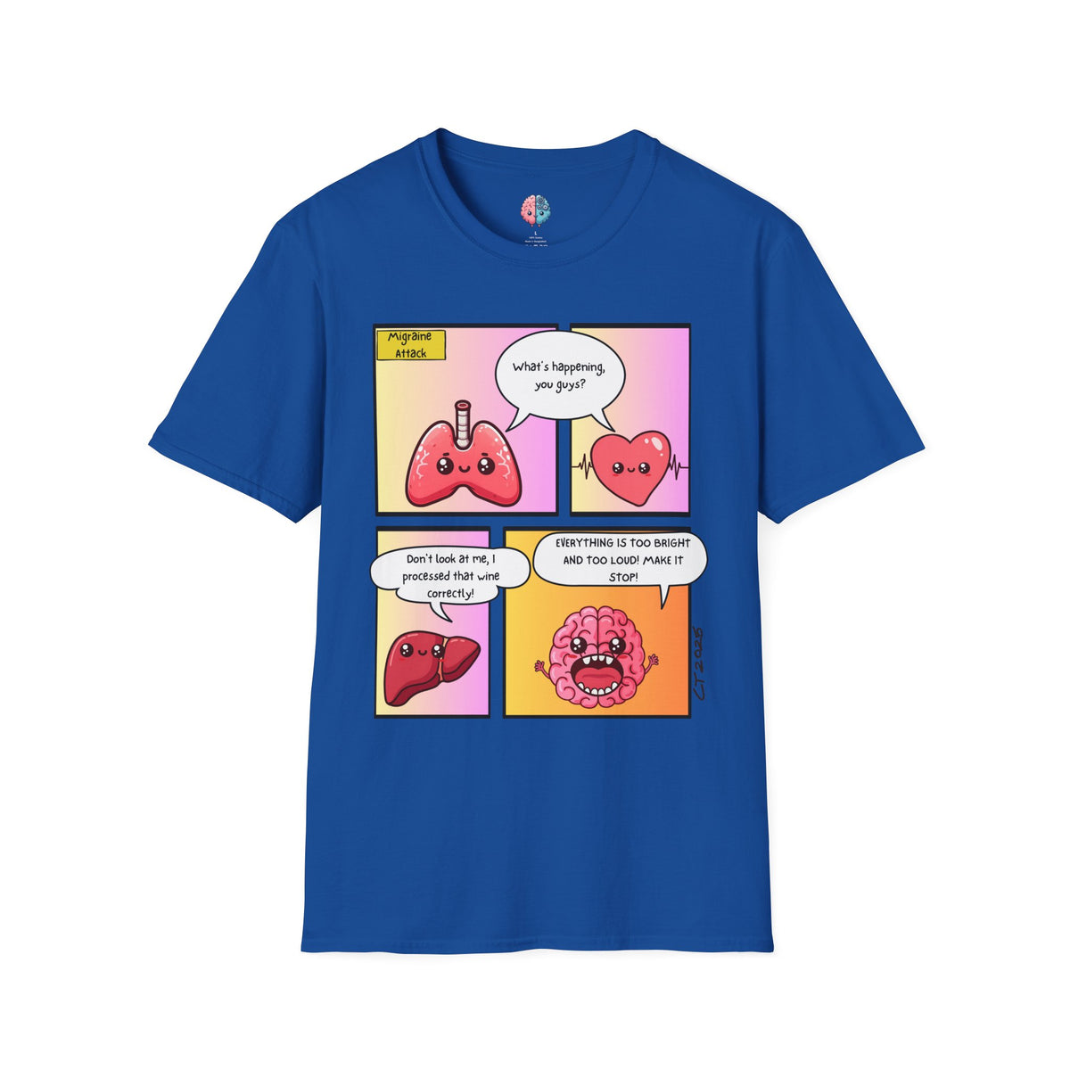 Organs React: When Migraine Strikes, Unisex Softstyle T-Shirt