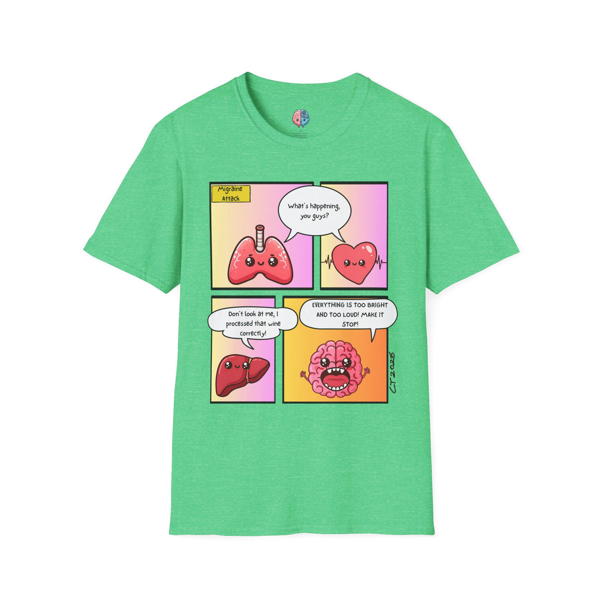 Organs React: When Migraine Strikes, Unisex Softstyle T-Shirt