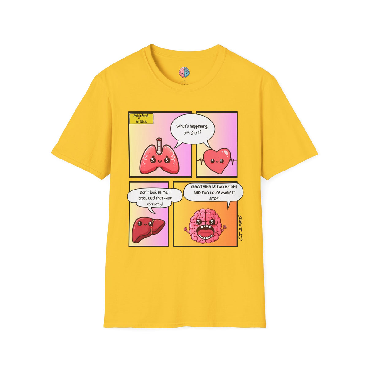 Organs React: When Migraine Strikes, Unisex Softstyle T-Shirt