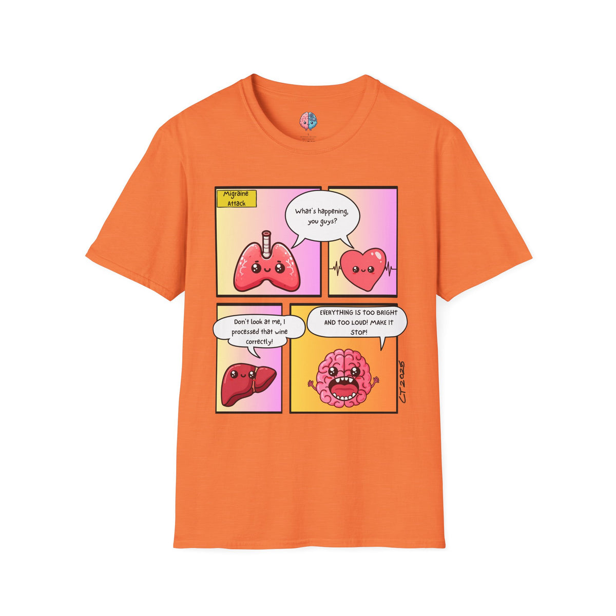 Organs React: When Migraine Strikes, Unisex Softstyle T-Shirt