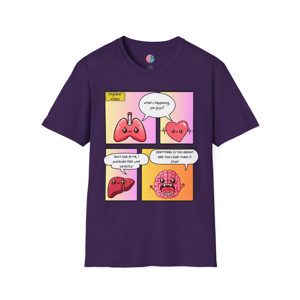 Organs React: When Migraine Strikes, Unisex Softstyle T-Shirt