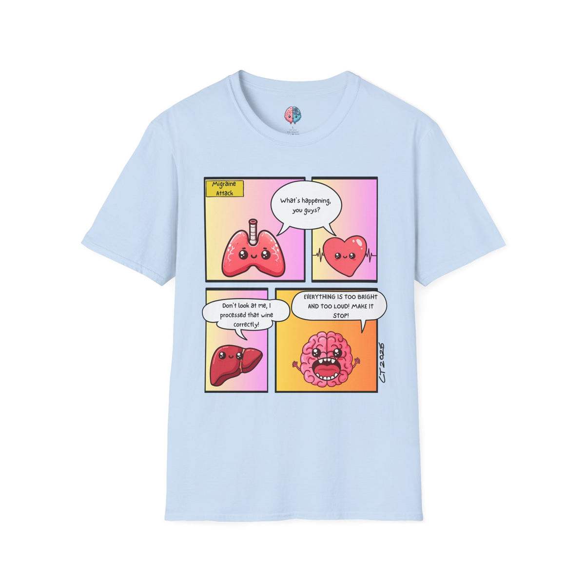 Organs React: When Migraine Strikes, Unisex Softstyle T-Shirt