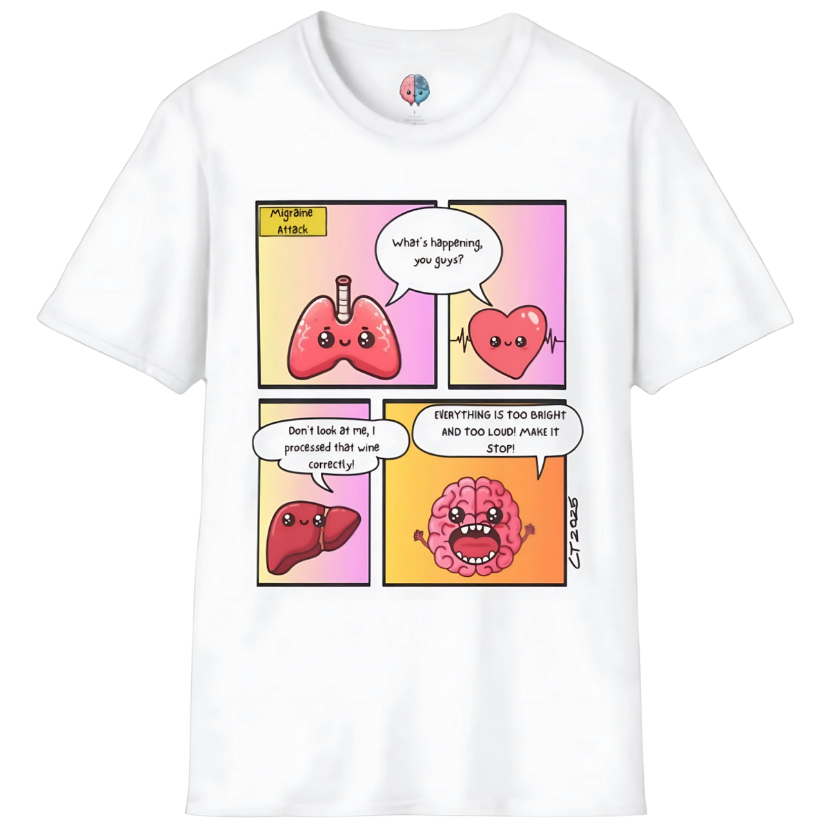 Organs React: When Migraine Strikes, Unisex Softstyle T-Shirt