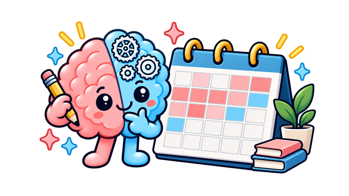 Skipper the brain mascot counting headache days on a monthly calendar