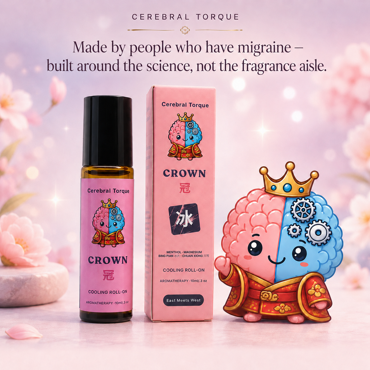 Crown Cooling Roll-On — Headache & Tension Relief, Menthol + Eastern Herbs, Lavender-Free (10mL) | Cerebral Torque