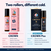 CROWN and CROWN Plus side by side: CROWN is the everyday roller, more than cooling; CROWN Plus is the hard-days roller with the Triple Cool Complex