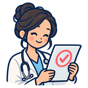 Neurologist reviewing a document with a checkmark