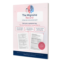 The Migraine Record 90-Day Edition, 8.5 x 11 inch paperback migraine tracker and documentation book